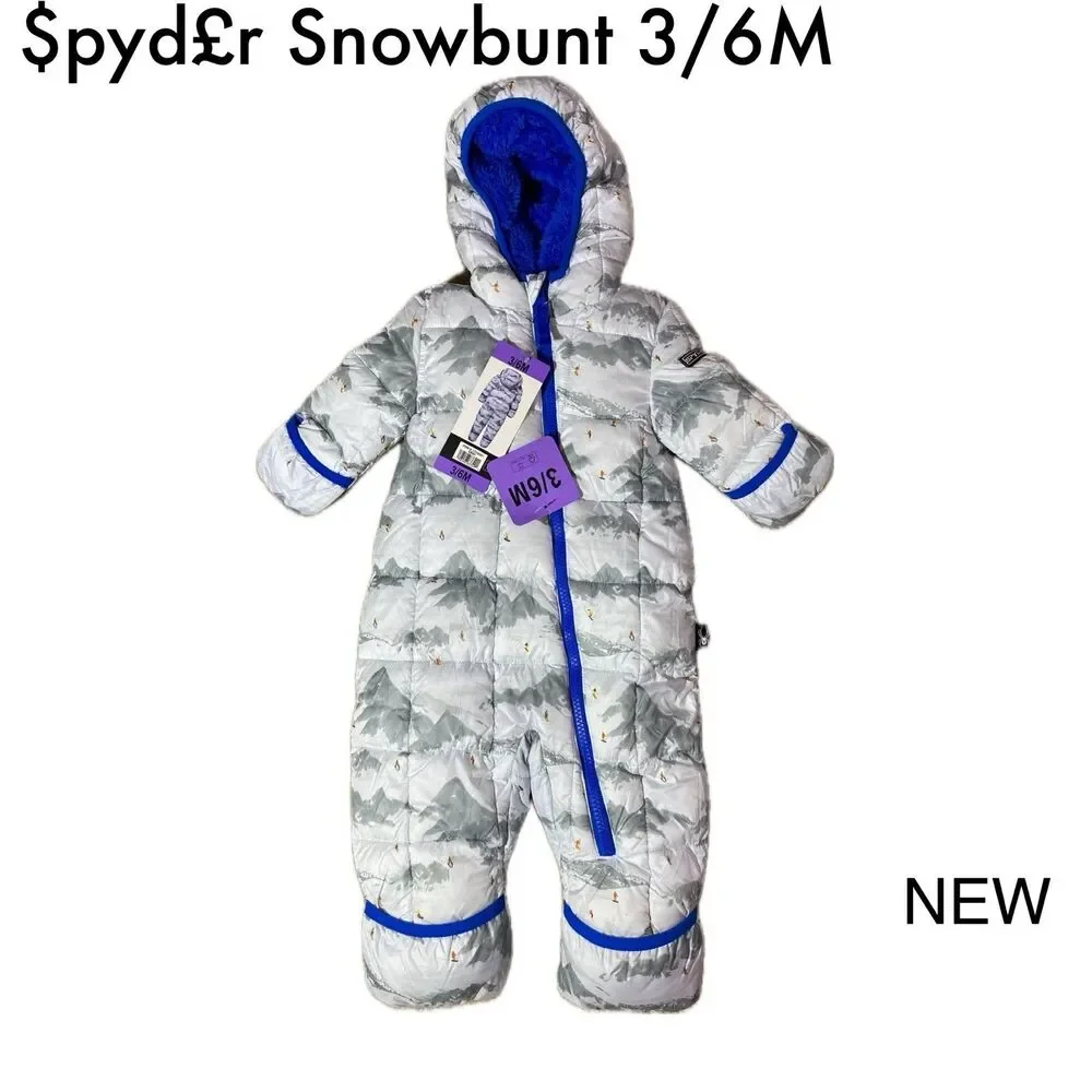 Spyder Infant Snowbunt Bunting Suit Gray Mountain Print 3/6M NEW